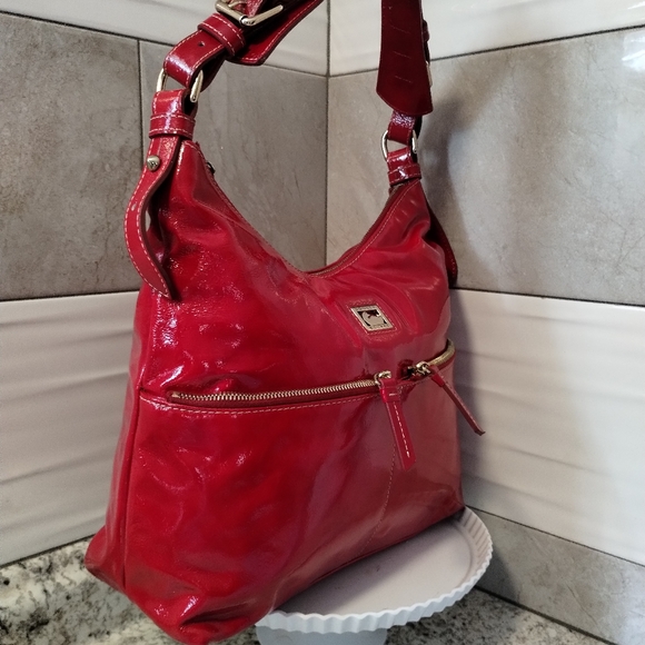 Dooney & Bourke Red Patent Leather Hobo Shoulder Bag - Picture 8 of 16